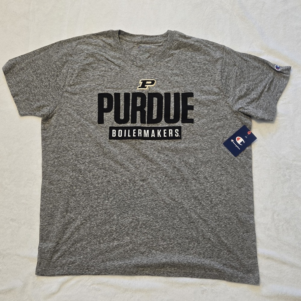 Purdue University Boilermakers T-shirt Size 2XL Champion Gray College Emboidered - Picture 1 of 5